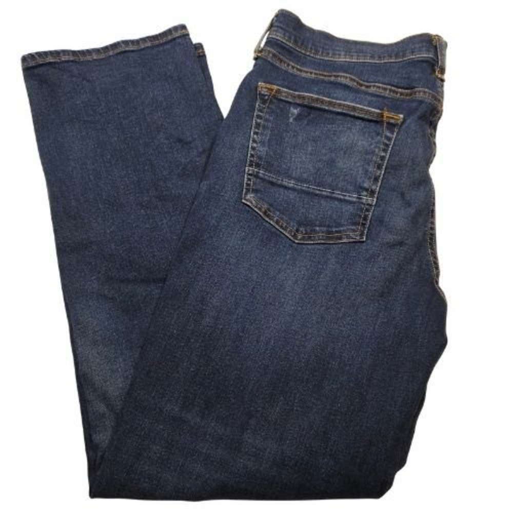 Arizona Jean Co Mens 34x32 Relaxed Straight Leg Distressed Dark Wash Denim Jeans